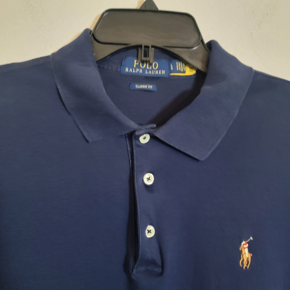 Polo Ralph Lauren Blue Collared Polo Shirt Golf Casual Large Classic Flesh Pony - Picture 3 of 15